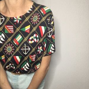⚓️VTG 80s nautical theme oversized cotton shirt